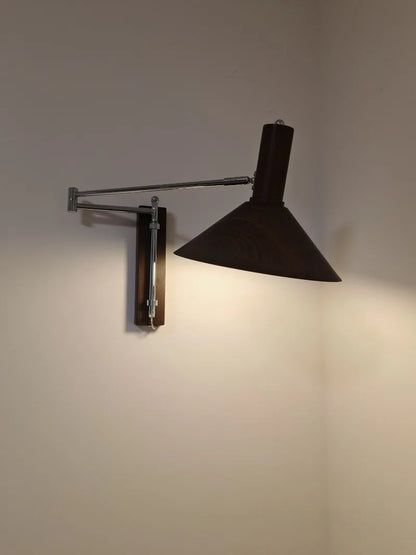 Dalvi Mid Century Walnut Effect Swing Arm Wall Light | Celestre
