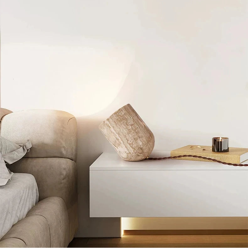 Sova Travertine Halo Table Lamp | Celestre