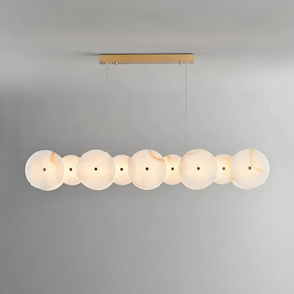 Jyna Alabaster Linear Discs Chandelier L 100 cm | Celestre