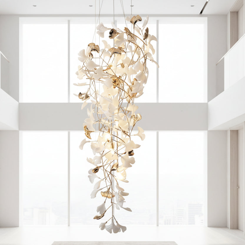 Talo Ceramic Leaf Waterfall Chandelier | Celestre