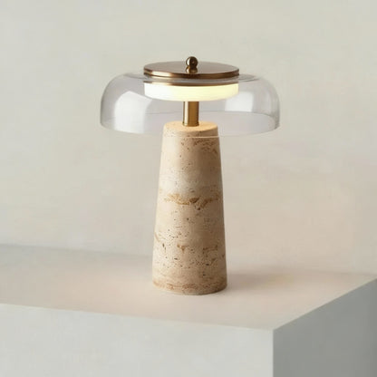 Zyre Travertine Mushroom Table Lamp | Celestre