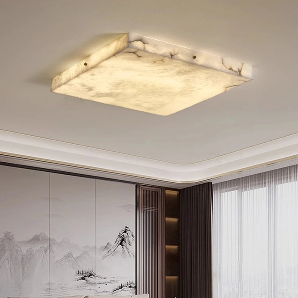 Ollen Cuboid Alabaster Ceiling Light | Celestre