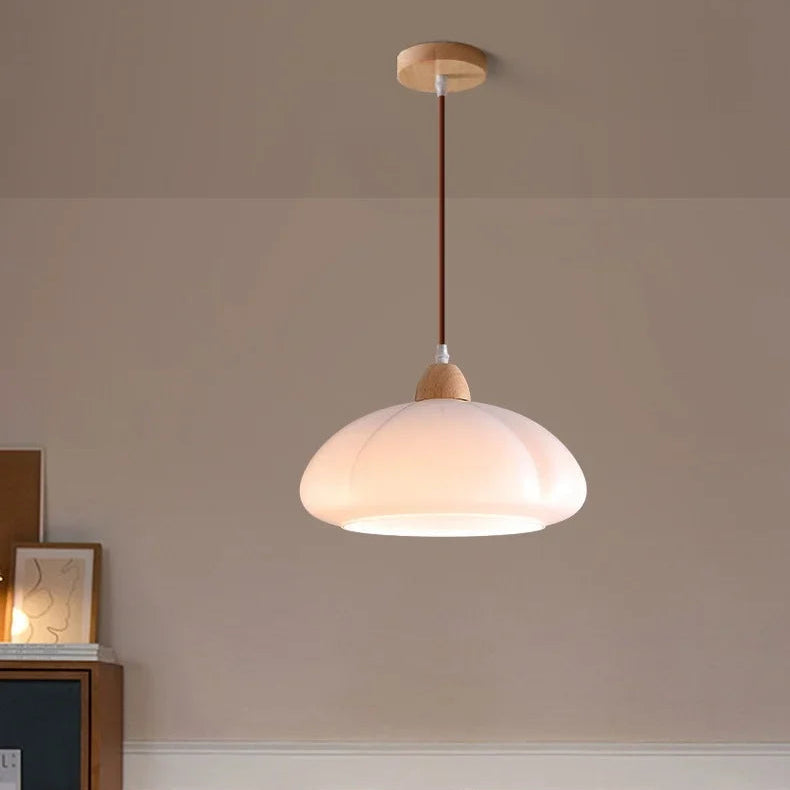 Zela Pumpkin Ribbed Pendant Light White | Celestre