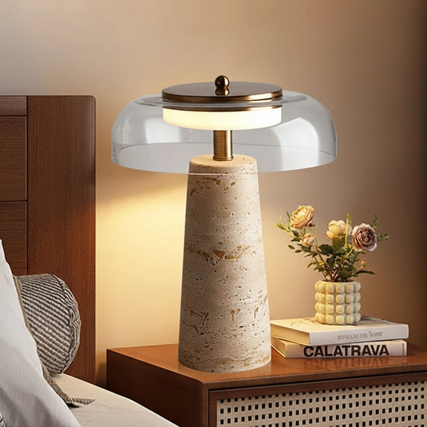 Zyre Travertine Mushroom Table Lamp Transparent | Celestre