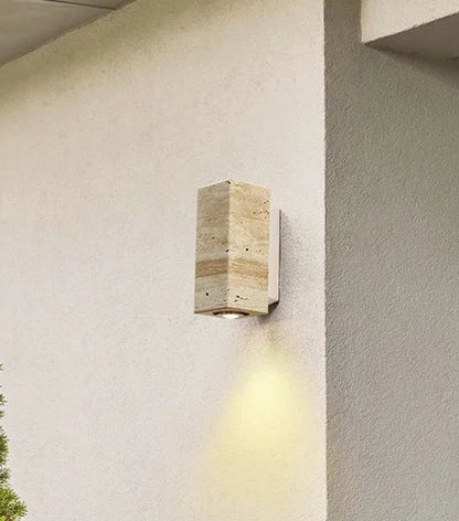 Sirva Yellow Travertine Wall Light White Square | Celestre