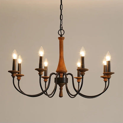 Luvo Wood Spindle Chandelier Black 8 Heads | Celestre