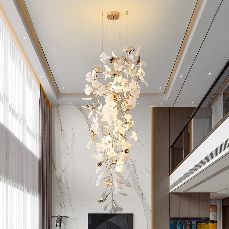 Talo Ceramic Leaf Waterfall Chandelier D 100 cm | Celestre