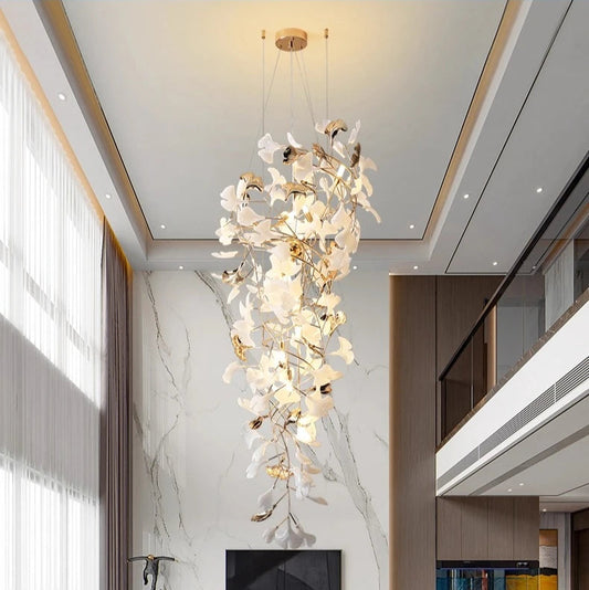 Talo Ceramic Leaf Waterfall Chandelier D 100 cm | Celestre