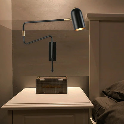 Arvel Minimalist Iron Swing Arm Wall Light | Celestre