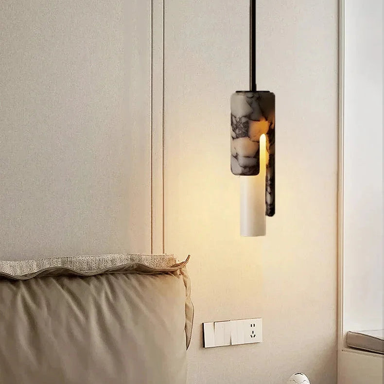 Glem Cylindrical Long Marble Pendant Light | Celestre