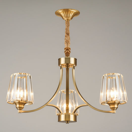 Dena Antique Fluted Glass Chandelier 3 Heads | Celestre