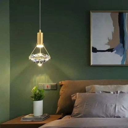 Vorna Modern Brass Crystal Diamond Pendant Light | Celestre