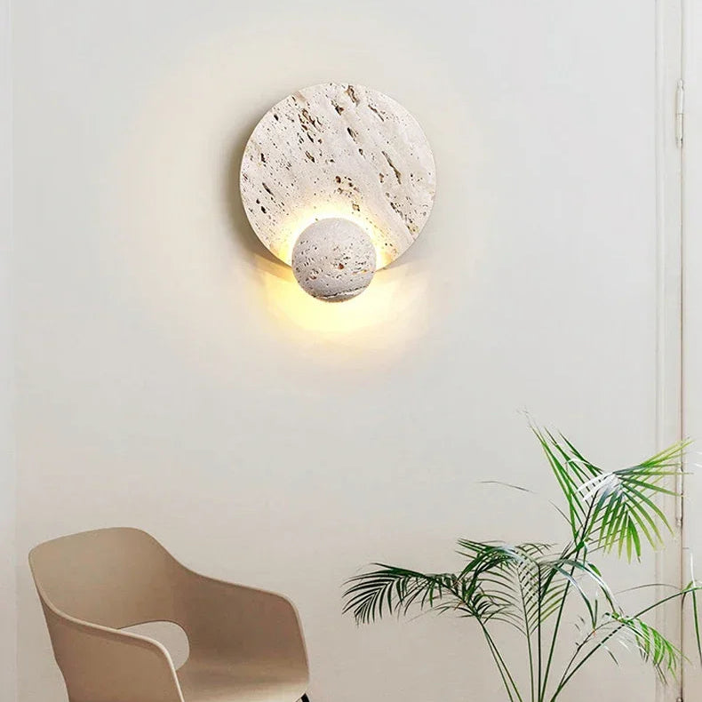 Dever Travertine Disk Wall Light | Celestre