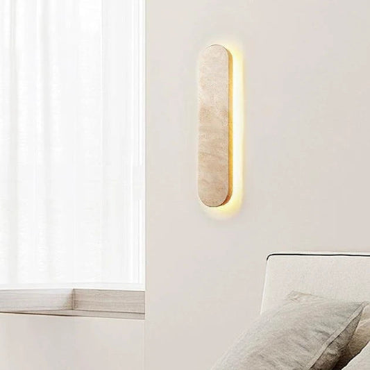 Mero Travertine Long Backlit Wall Light Oval | Celestre