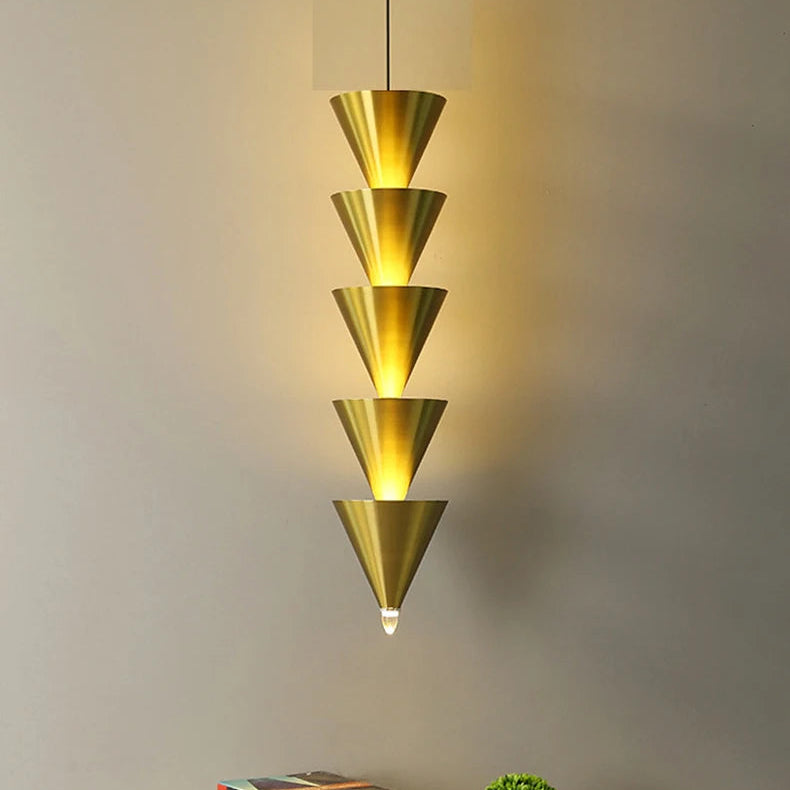 Lyri Multilayer Tiered Cone Pendant Light Black 5 Heads | Celestre
