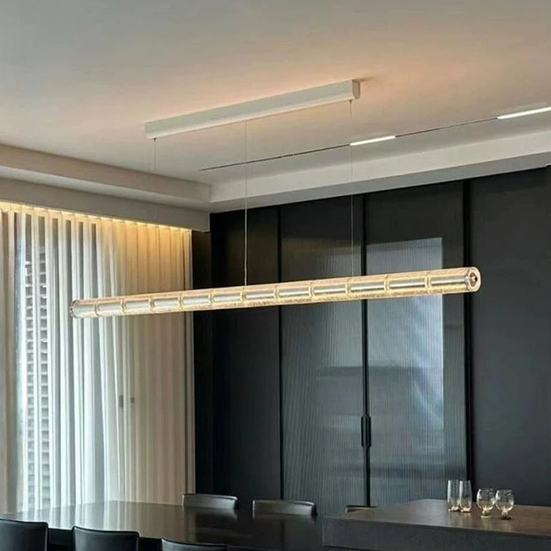 Lyra Linear Flute Glass Chandelier Long 207 cm | Celestre