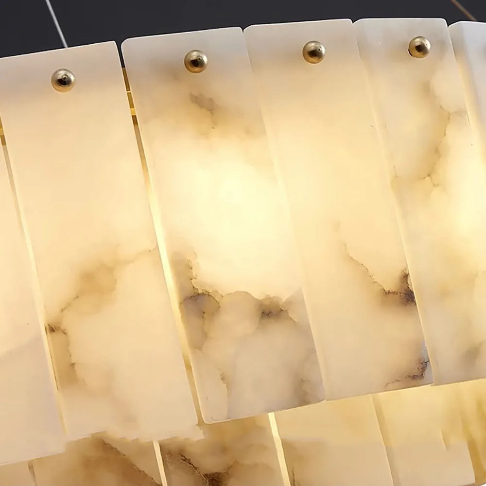 Frilo Round Slab Alabaster Chandelier | Celestre