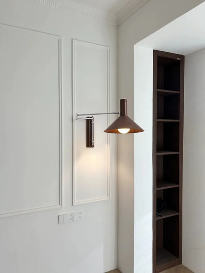 Dalvi Mid Century Walnut Effect Swing Arm Wall Light | Celestre