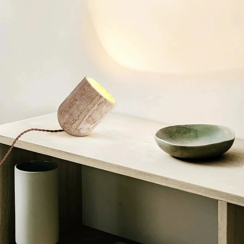 Sova Travertine Halo Table Lamp | Celestre