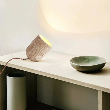 Sova Travertine Halo Table Lamp | Celestre