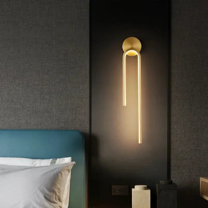 Kesla Modern Aluminium U-Shaped LED Wall Light Gold Left | Celestre