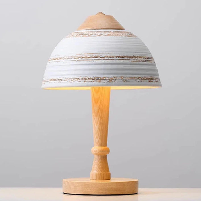 Iren Dome Ceramic Wooden Table Lamp Log Wood | Celestre