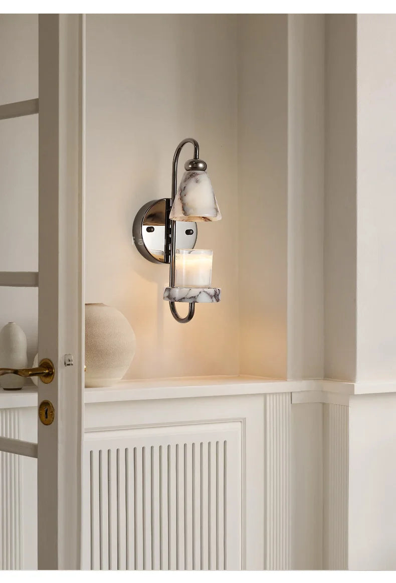 Elvy Art Deco Marble Candle Holder Wall Light | Celestre