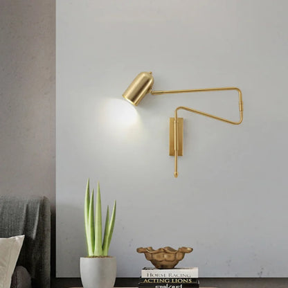 Arvel Minimalist Iron Swing Arm Wall Light Gold | Celestre