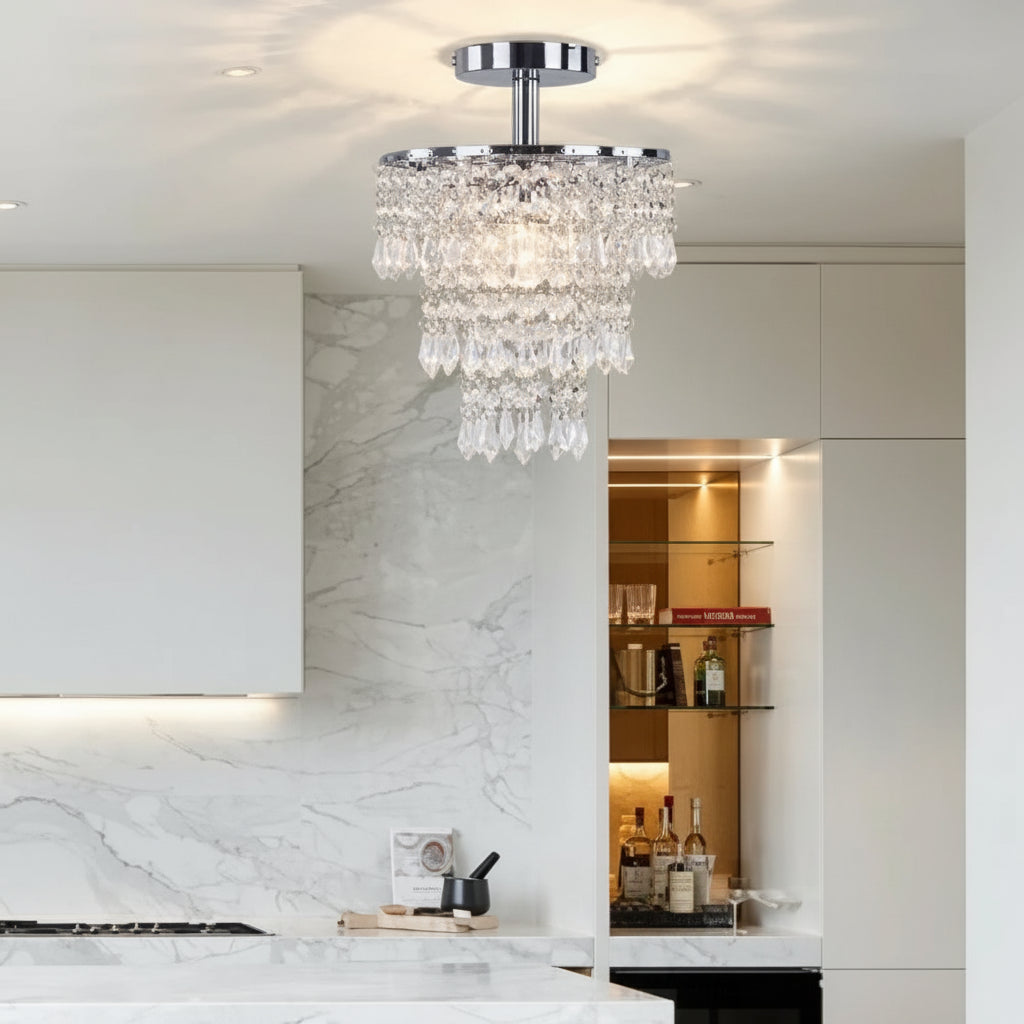 Velin Crystal Beaded Ceiling Light Chrome | Celestre