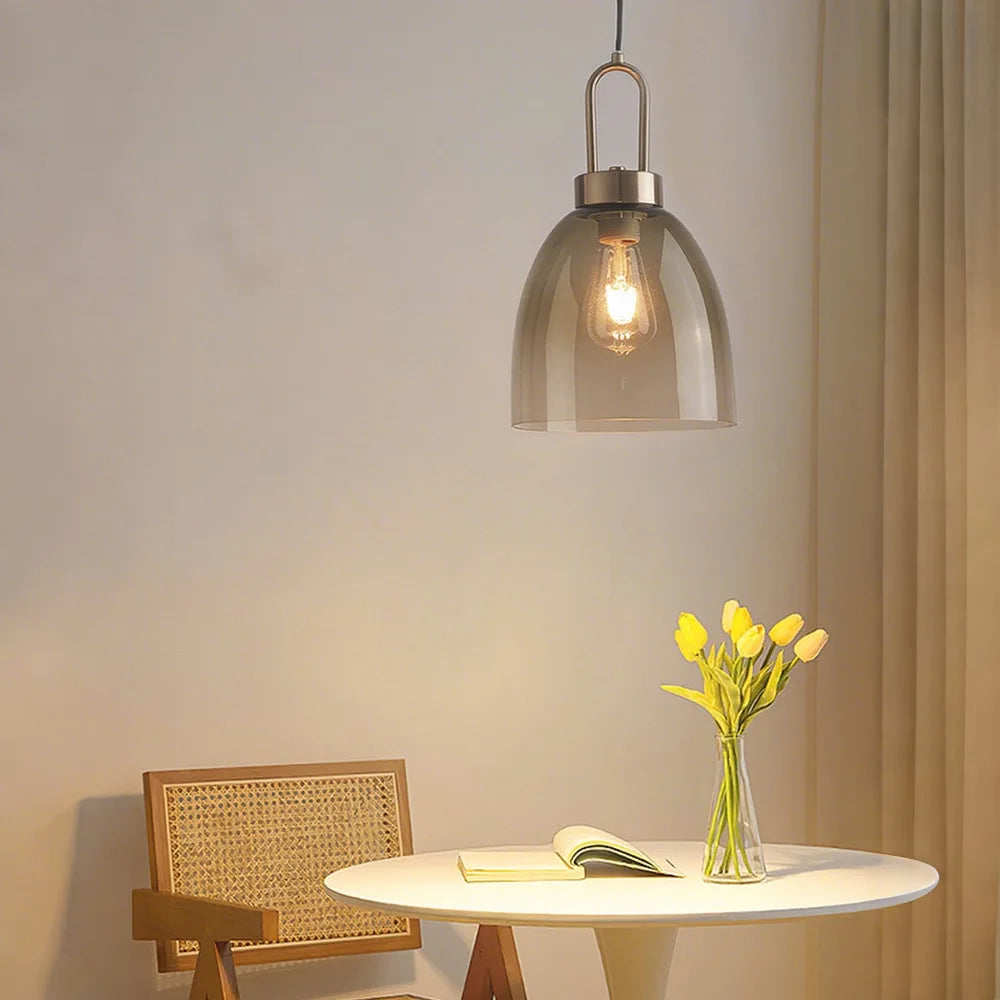 Duvra Nordic Smoked Glass Bell Pendant Light | Celestre