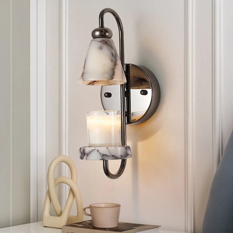 Elvy Art Deco Marble Candle Holder Wall Light | Celestre