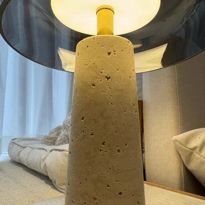 Zyre Travertine Mushroom Table Lamp | Celestre