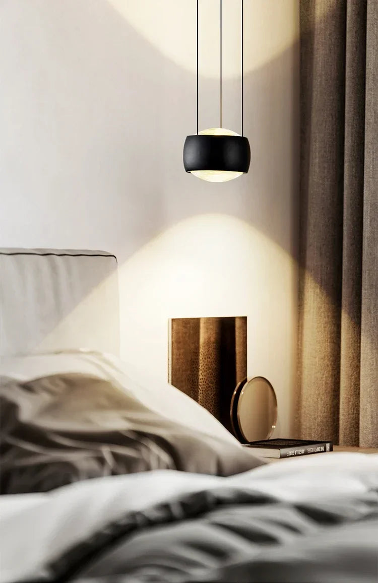 Mavri Minimalist Lens Drum LED Pendant Light Black | Celestre