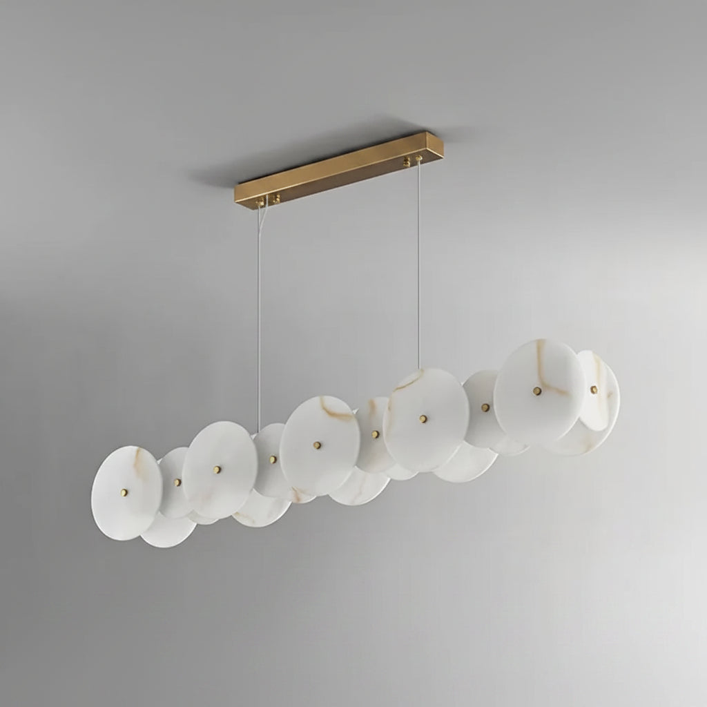 Jyna Alabaster Linear Discs Chandelier | Celestre
