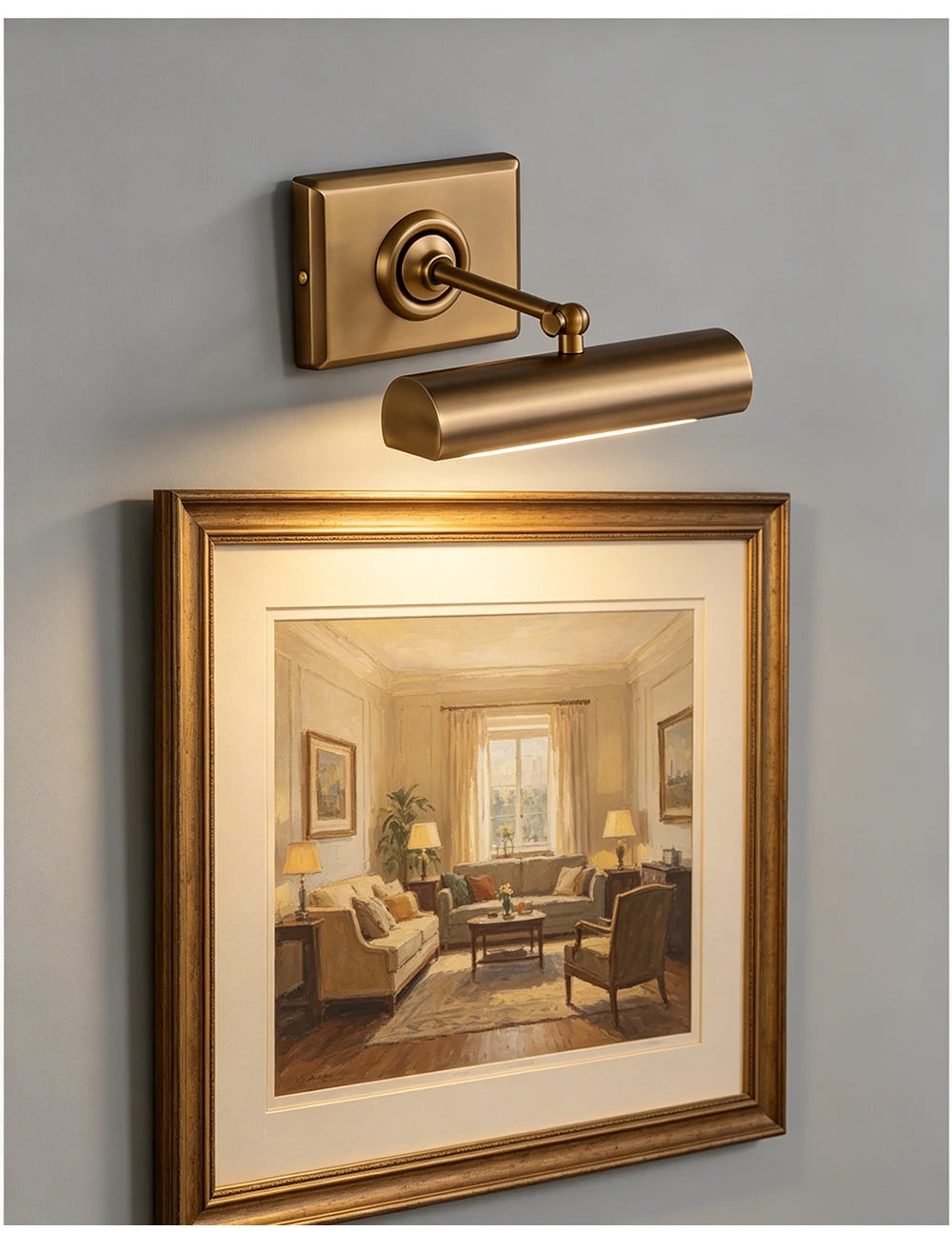 Ondra Vintage Gold Adjustable Picture Wall Light Slim Bar | Celestre