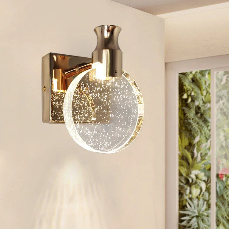 Vexi Crystal Lens Wall Light Gold Large | Celestre