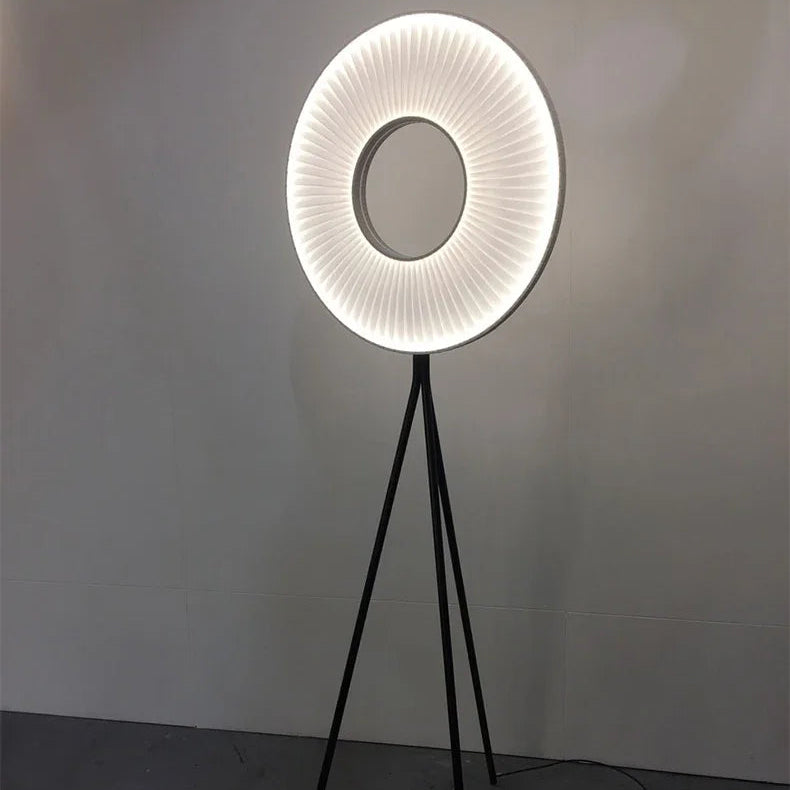 Fori Tripod Donut Pleated Floor Lamp Neutral | Celestre