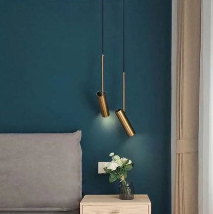 Flyn Cylindrical Pendant Light Gold 2 Heads | Celestre