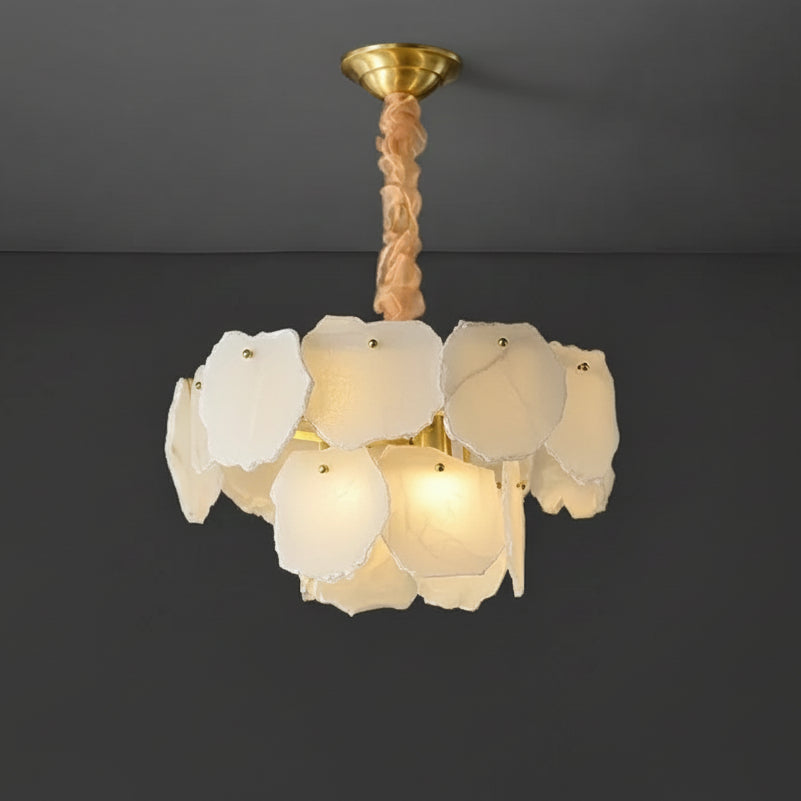 Tiva Round Alabaster Layered Chandelier D 45 cm | Celestre