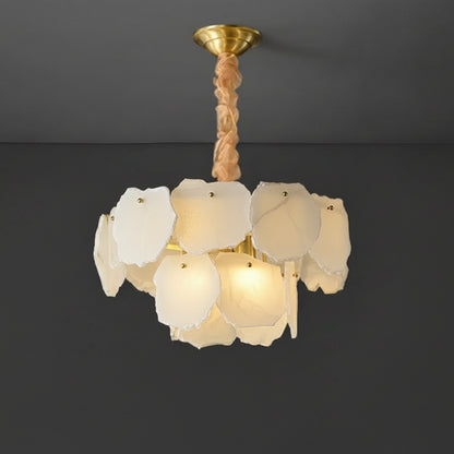Tiva Round Alabaster Layered Chandelier D 45 cm | Celestre