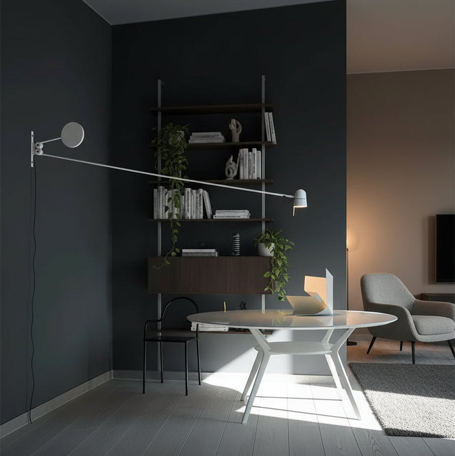Trena Minimalist Swing Arm Wall Light White 100 cm | Celestre
