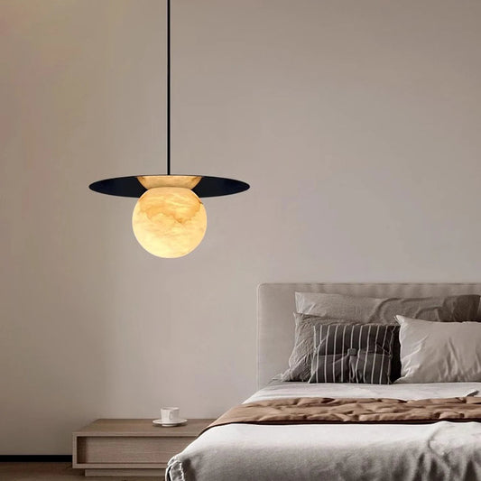 Slix Alabaster Sphere Disk Pendant Light D 25 cm | Celestre