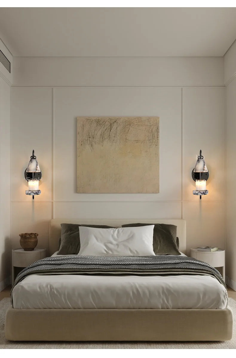 Elvy Art Deco Marble Candle Holder Wall Light | Celestre