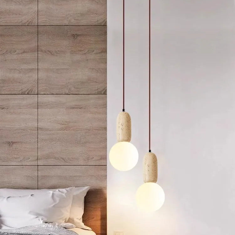Zorie Travertine Globe Pendant Light Neutral | Celestre