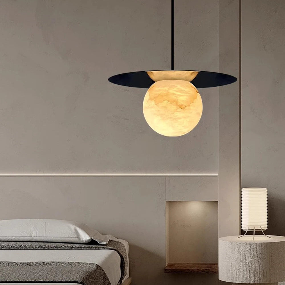 Slix Alabaster Sphere Disk Pendant Light D 35 cm | Celestre