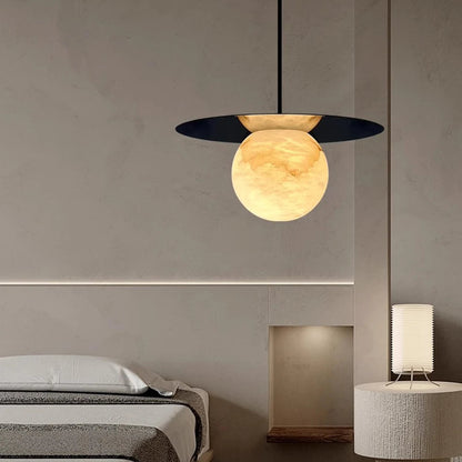 Slix Alabaster Sphere Disk Pendant Light D 35 cm | Celestre