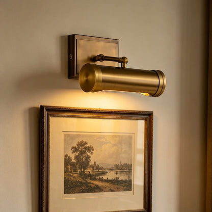 Ondra Vintage Gold Adjustable Picture Wall Light Round Tube | Celestre