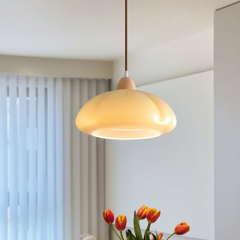 Zela Pumpkin Ribbed Pendant Light Cream | Celestre