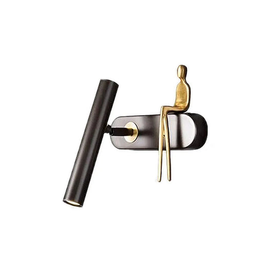 Zorvi Modern Copper Rotating Tube Wall Light Black Gold | Celestre