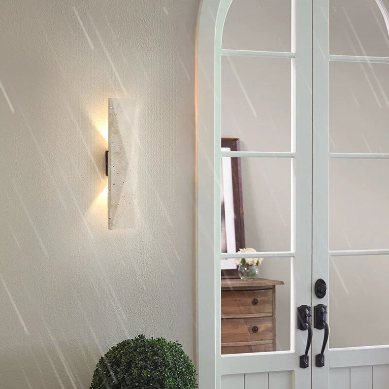 Zehi Travertine Long Outdoor Wall Light | Celestre